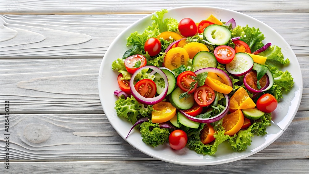 A colorful and fresh vegetable salad on a white plate , Salad, Vegetables, healthy, Diet, Food, Green, Healthy food, Diet Food A colorful and fresh vegetable salad on a white plate , Salad, Vegetables, healthy, Diet, Food, Green, Healthy food, Diet Food