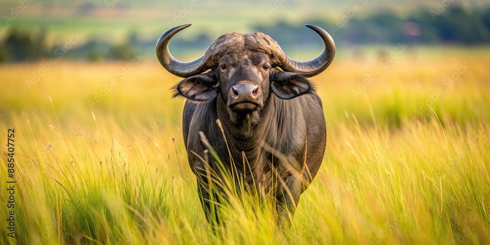 Majestic cape buffalo standing in grasslands , wildlife, safari, animals, wild, horns, herd, Africa, savannah, powerful Majestic cape buffalo standing in grasslands , wildlife, safari, animals, wild, horns, herd, Africa, savannah, powerful