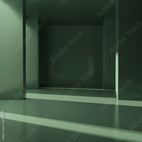 Simple Empty Room with Green Wall and Window
