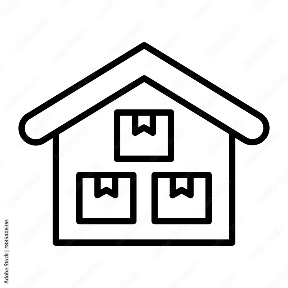 Warehouse Vector Line Icon Warehouse Vector Line Icon