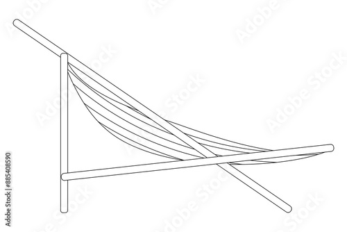 A simple and relaxing black and white coloring page featuring a hammock design. Ideal for creative projects and relaxing activities for all ages.