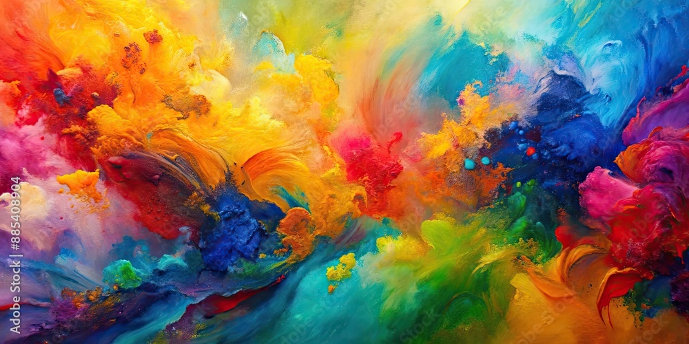 Vibrant and colorful abstract painting in progress , creativity, brush strokes, canvas, transformation, explosion, art Vibrant and colorful abstract painting in progress , creativity, brush strokes, canvas, transformation, explosion, art