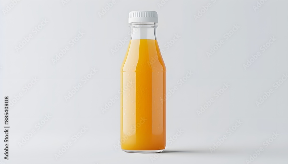 Glass Bottle with Orange Juice Mockup