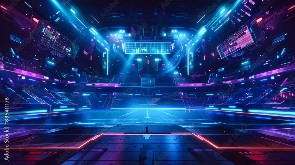 Fototapeta premium decoration futuristic room streamer of gamer
