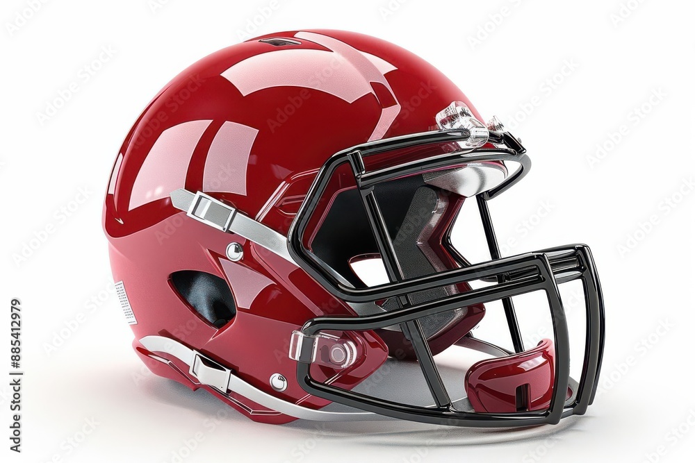 Fototapeta premium A football helmet with jersey, sports gear, 3D realistic, detailed textures, isolated on white background