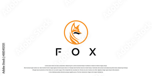 Creative fox logo design with unique concept , premium vector