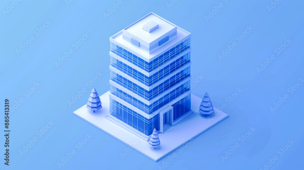 3D isometric of high building design piece of city 3D isometric of high building design piece of city