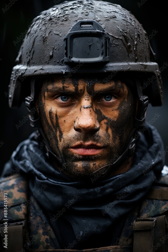 Determined Special Forces Soldier Close-Up Determined Special Forces Soldier Close-Up