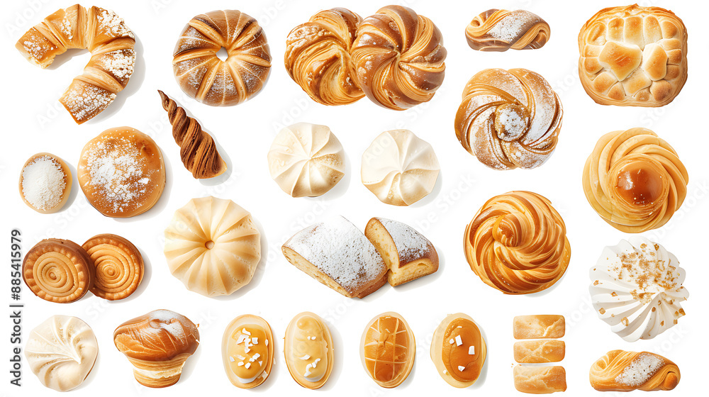 Various choux pastry buns arranged in a visually appealing manner, with a mix of whole, broken, and sliced pieces, provided as a transparent PNG for mockup purposes Various choux pastry buns arranged in a visually appealing manner, with a mix of whole, broken, and sliced pieces, provided as a transparent PNG for mockup purposes