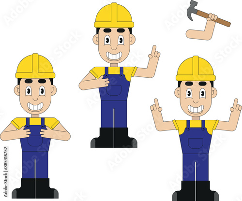 Male labour character security worker construction