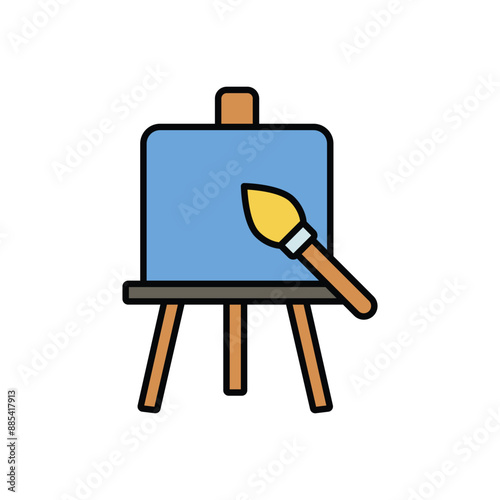canvas color line icon with white background vector stock illustration