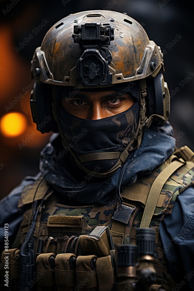 Determined Special Forces Soldier Close-Up Determined Special Forces Soldier Close-Up