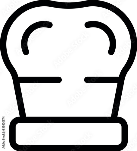 This simple line icon of a chef's hat represents the culinary arts and the professionals who create delicious dishes