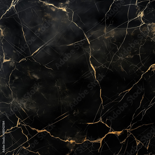 Black marble patterned with golden line texture background Generative Ai