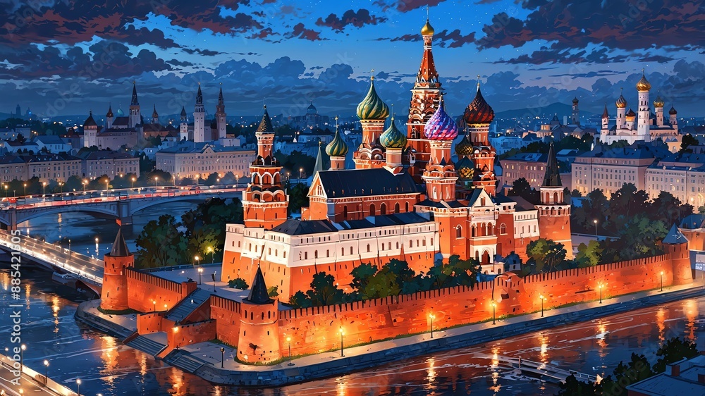 Obraz premium view of a city in russia anime style stunning aesthetic b background
