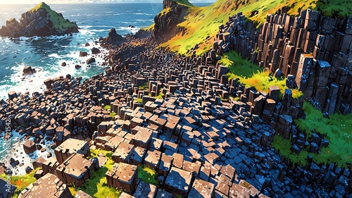 giants causeway northern ireland anime style stunning background