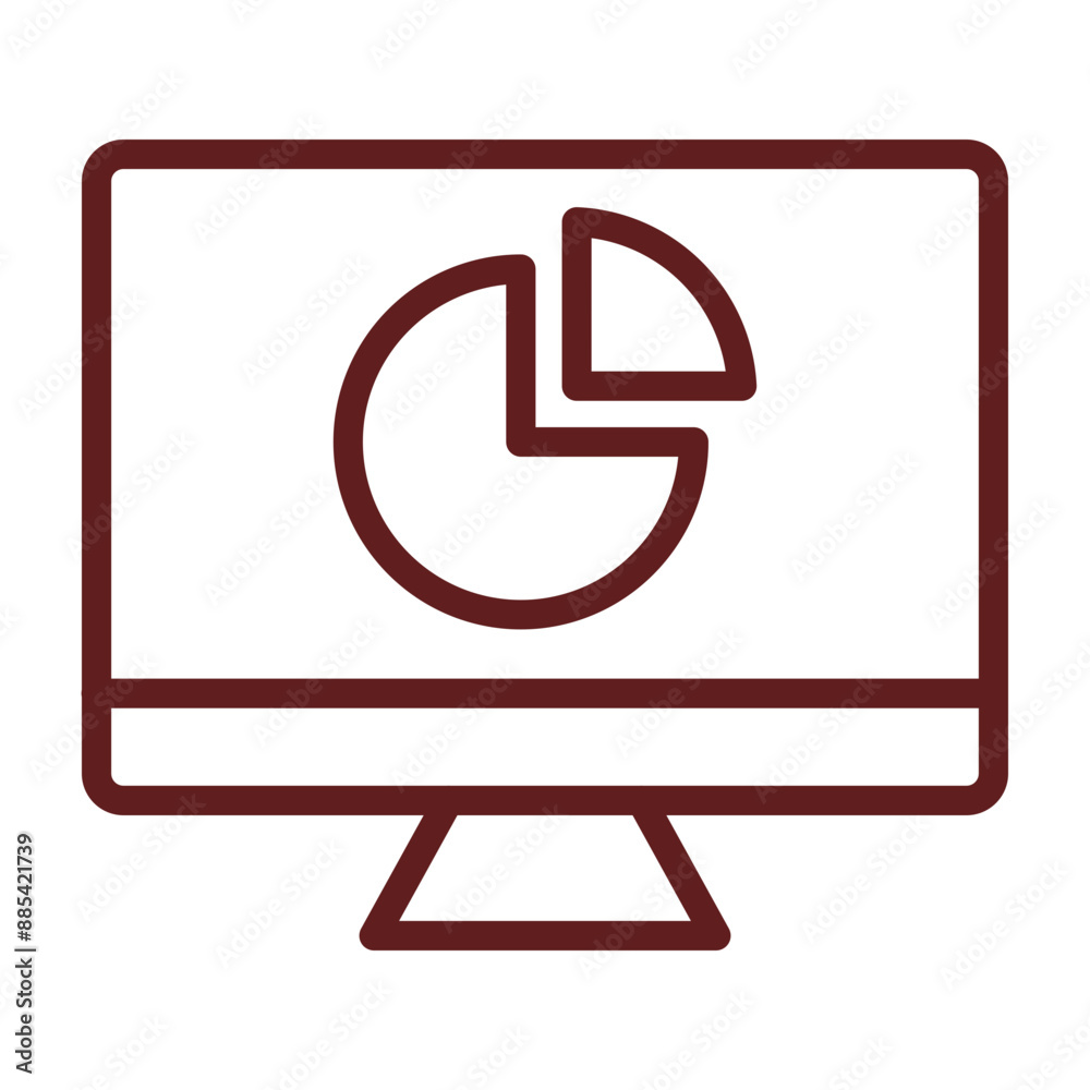 Pie Chart Vector Line Maroon Icon Design Pie Chart Vector Line Maroon Icon Design