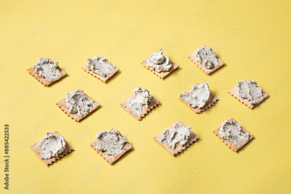Cheese spread on crackers Cheese spread on crackers