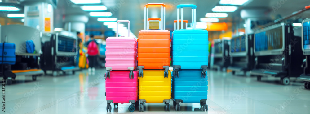 Airport traveler's background, International airport terminal, journey, and flight schedule luggage Airport traveler's background, International airport terminal, journey, and flight schedule luggage