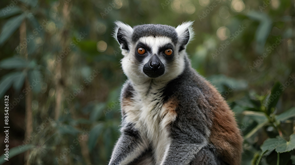Obraz premium Ring-tailed lemur closeup photo, (Lemur Catta) wild life animals