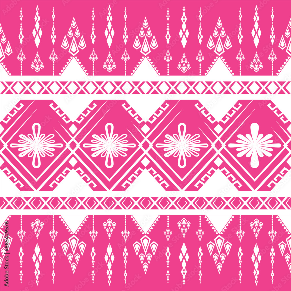 Local cloth pattern in geometric abstract floral fabric pattern pink background white flowers for fabric,pillow,blanket,curtain,textile,printing Local cloth pattern in geometric abstract floral fabric pattern pink background white flowers for fabric,pillow,blanket,curtain,textile,printing