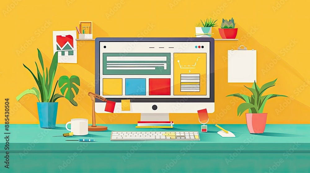 A marketer designing a landing page using a website builder, with drag-and-drop features and customization options visible. A marketer designing a landing page using a website builder, with drag-and-drop features and customization options visible.