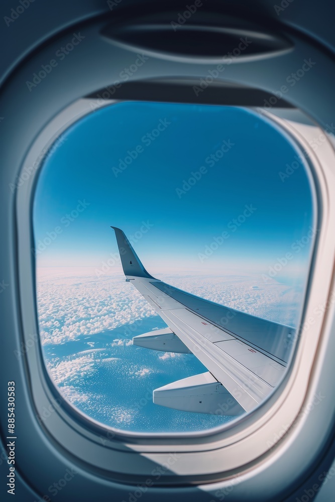 A minimalist view from inside a plane looking out over the wing AI generated illustration A minimalist view from inside a plane looking out over the wing AI generated illustration