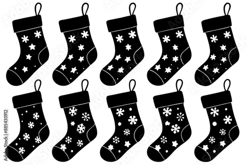 Christmas stocking silhouette , Christmas stocking vector, stocking silhouette , stocking vector