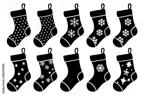 Christmas stocking silhouette , Christmas stocking vector, stocking silhouette , stocking vector