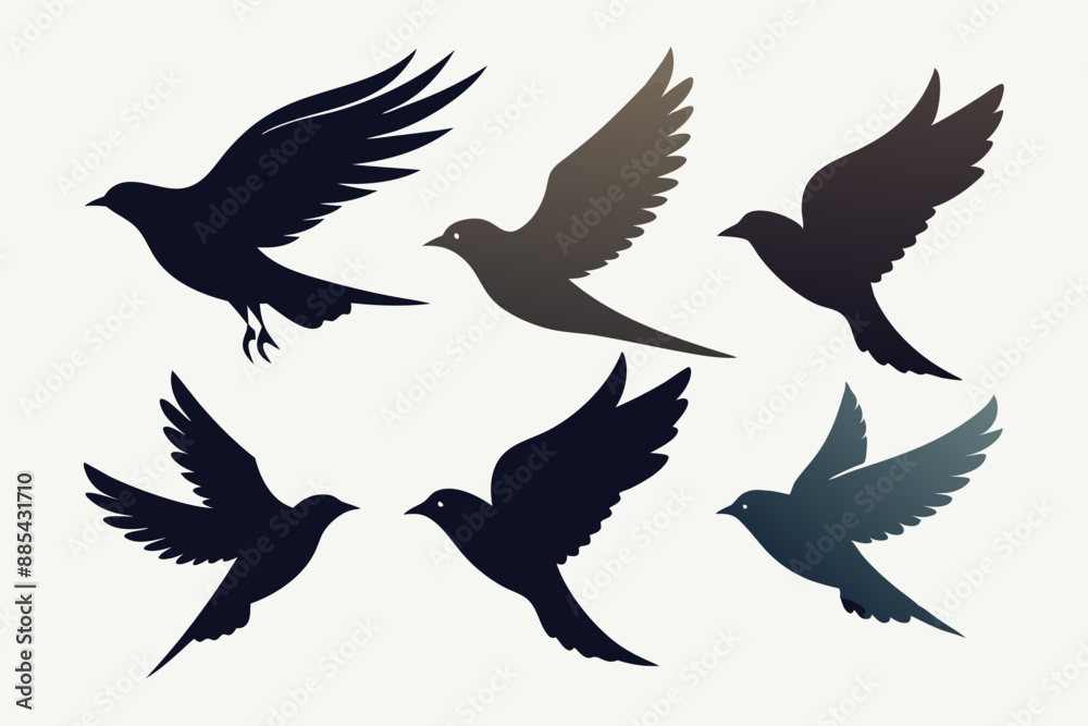 Fototapeta premium A set of bird in flight vector artwork illustration