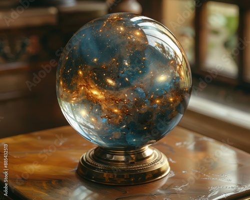 Cosmic Visions - Crystal Ball Revealing Distant Futures with Swirling Galaxies in 8K Resolution
