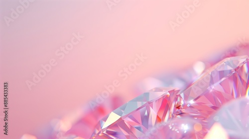 Radiant Pink and Purple Diamonds Under Soft Light Reflecting Pastel Tones in Abstract Background for Luxury and Glamour Concepts