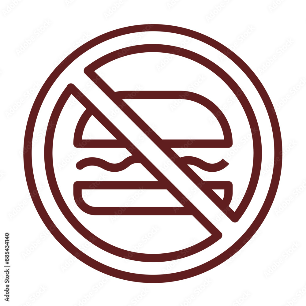 No Junk Food Vector Line Maroon Icon Design No Junk Food Vector Line Maroon Icon Design