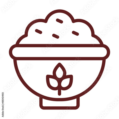 Oats Vector Line Maroon Icon Design