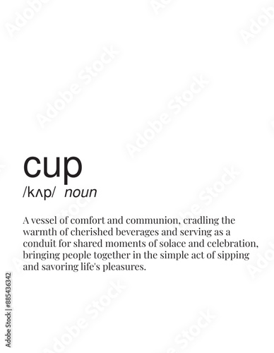 Vector and Typography dictionary meaning design of cup