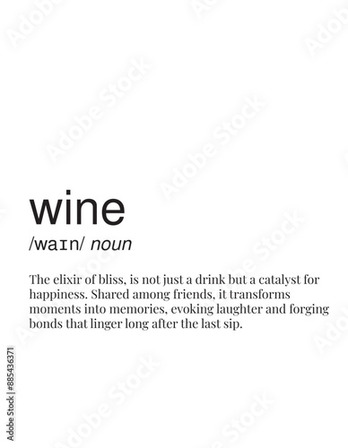 Vector and Typography dictionary meaning design of wine