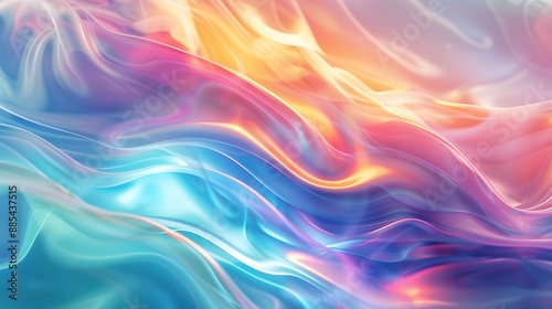 Abstract Background with Vibrant Iridescent Waves in Pastel Colors