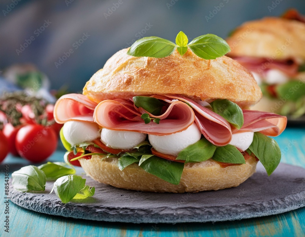sandwich with ham of mozzarella