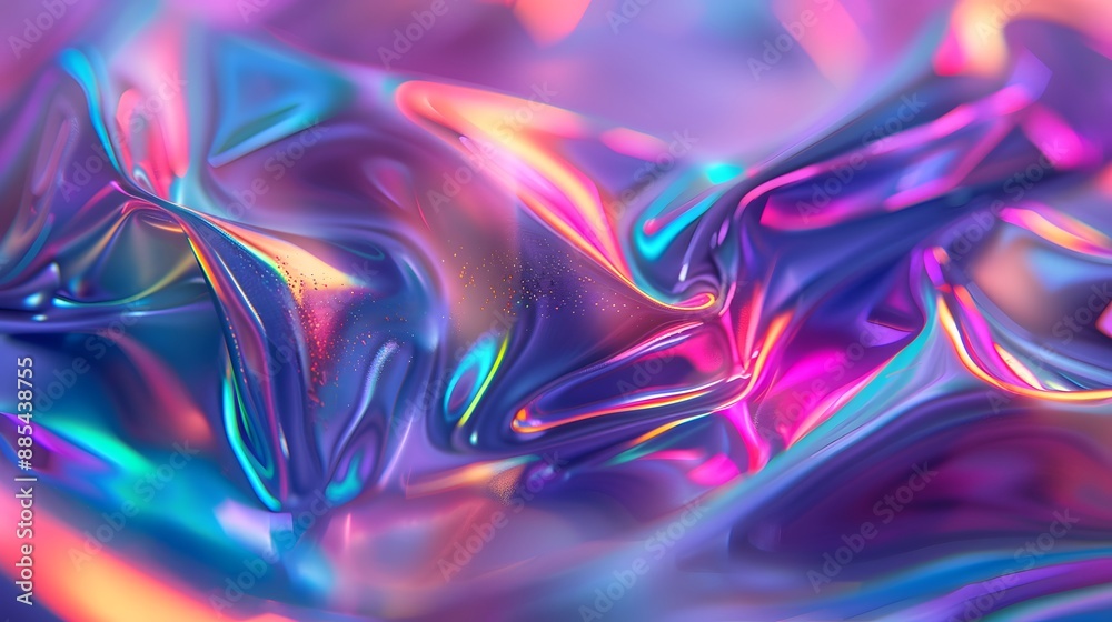 Abstract Background with Iridescent Fluid Waves in Neon Colors Abstract Background with Iridescent Fluid Waves in Neon Colors