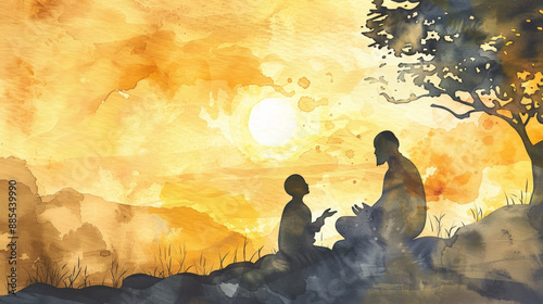 watercolor illustration for guru purnima 