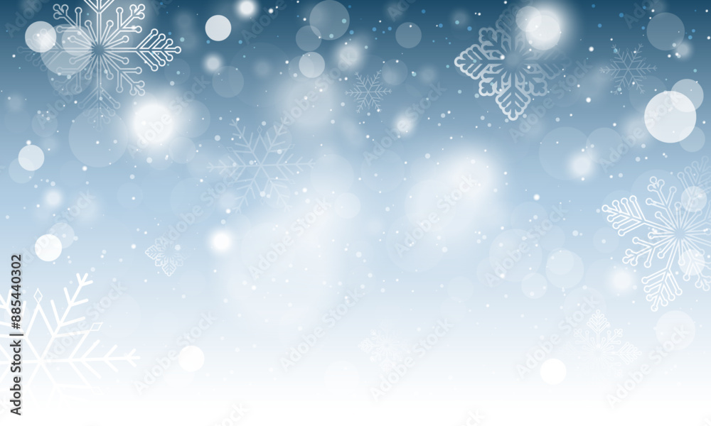 Winter Holiday Background with Snowflakes and Bokeh Lights, Perfect for Christmas and New Year Design Templates. Winter Holiday Background with Snowflakes and Bokeh Lights, Perfect for Christmas and New Year Design Templates.