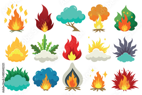 Smoke and Fire Line Art Design Illustration Creative Drawing