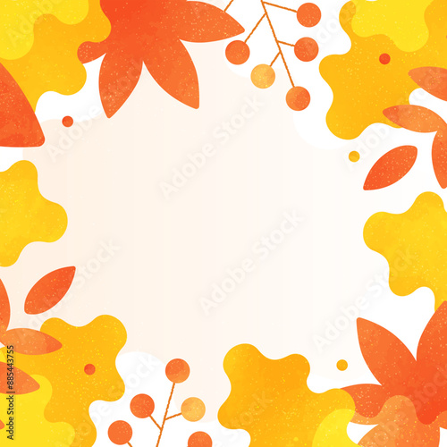 秋の葉っぱ、紅葉をイメージしたおしゃれなアブストラクトの背景。かわいいベクターフレーム素材。