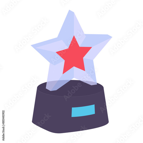 Constellation with Piano black Base Stand isometric concept, title of  trailblazer vector icon design, token of recognition symbol, Expression of gratitude sign distinctive insignia stock illustration