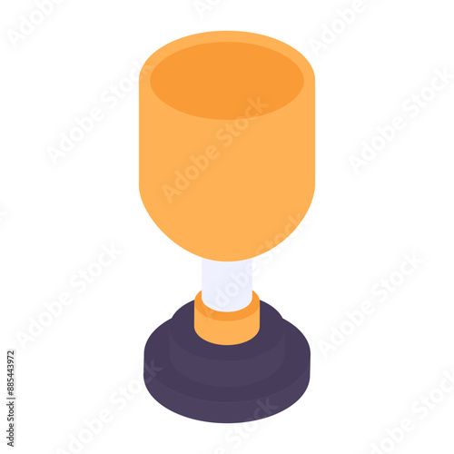 Classic Golden Rounded Shape Winner Cup isometric concept, title of courage vector icon design, token of recognition symbol, Expression of gratitude sign, distinctive insignia stock illustration photo