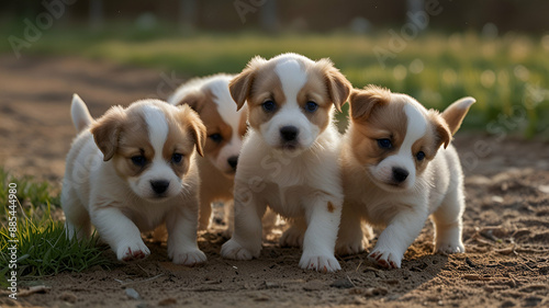 Playful puppies pounce proudly. Background