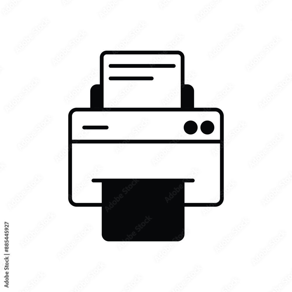 printer glyph icon with white background vector stock illustration printer glyph icon with white background vector stock illustration