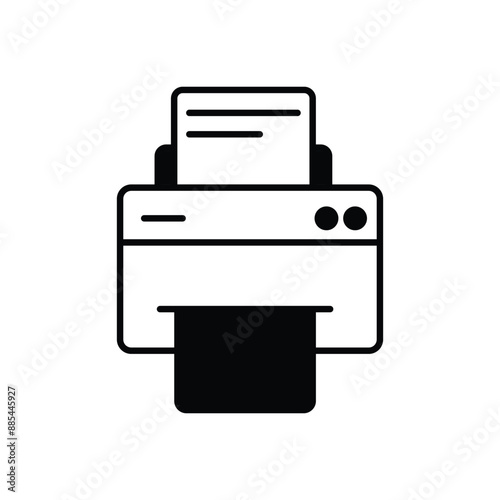 printer glyph icon with white background vector stock illustration