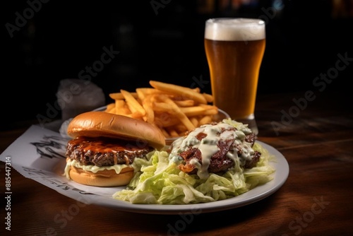 Buffalo blue cheese burger with celery slaw. Burger Fries Photos. 180.jpg photo