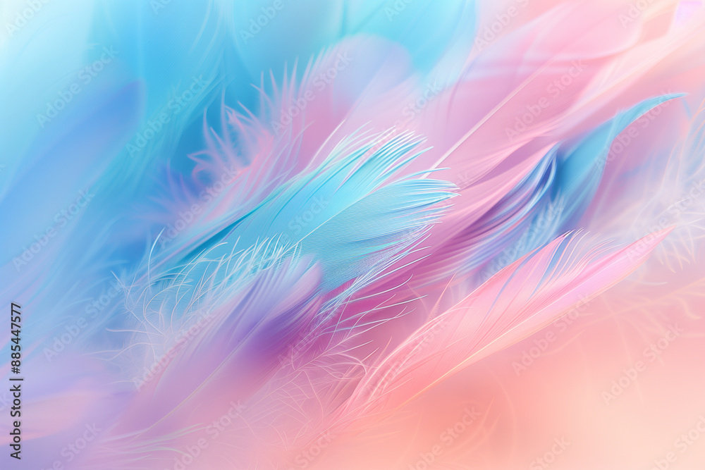 soft feathers, light pink and blue, dreamy and ethereal style soft feathers, light pink and blue, dreamy and ethereal style